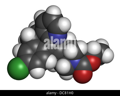 La loratadina antistaminico farmaco, struttura chimica. Usato per trattare la febbre da fieno, orticaria e allergie. Foto Stock