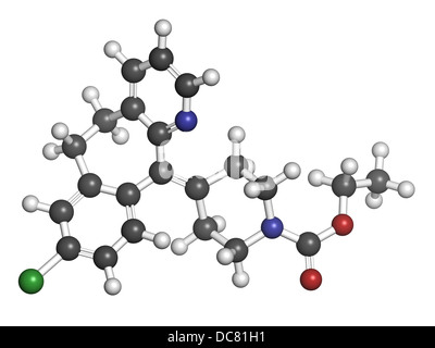 La loratadina antistaminico farmaco, struttura chimica. Usato per trattare la febbre da fieno, orticaria e allergie. Foto Stock