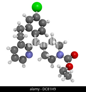 La loratadina antistaminico farmaco, struttura chimica. Usato per trattare la febbre da fieno, orticaria e allergie. Foto Stock
