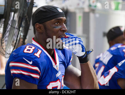 Indianapolis NEGLI STATI UNITI. 11 Ago, 2013. Agosto 11, 2013: Buffalo Bills wide receiver Marcus Easley (81) durante il gioco tra le fatture della Buffalo e Indianapolis Colts a Lucas Oil Stadium di Indianapolis, IN. Le fatture della Buffalo sconfitto Indianapolis Colts 44-20. Credito: csm/Alamy Live News Foto Stock