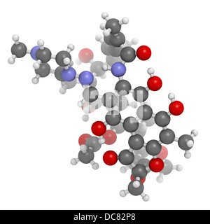 La rifampicina (rifampin, rifamicina classe) tubercolosi antibiotico, struttura chimica. Foto Stock