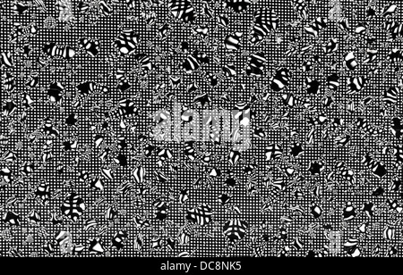 Abstract di nero e withe texture di sfondo con gocce d'acqua sulla griglia Foto Stock