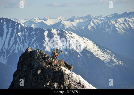 Escursionismo in Chugach State Park vicino a Anchorage in Alaska,. Foto Stock