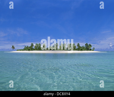 Isola tropicale, atollo di Aitutaki, Isole Cook, Oceano Pacifico del Sud Foto Stock