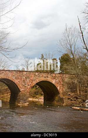 Bull Run ponte in pietra a Manassas National Battlefield Park in Prince William County, Virginia. Foto Stock