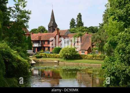 Vista villaggio sul fiume Tamigi, Whitchurch-on-Thames, Oxfordshire, England, Regno Unito Foto Stock