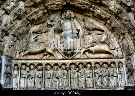 La cattedrale di Chartres, la Valle della Loira, in Francia. Luglio 2013 Royal timpano del portale Foto Stock