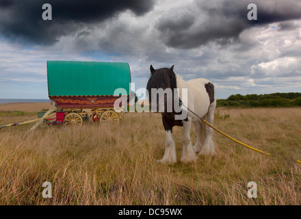 Tradizionale campo di Romany a Salthouse Norfolk Foto Stock