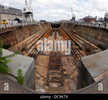 Storico dock a secco, a Charlestown Navy Yard, Boston. Foto Stock