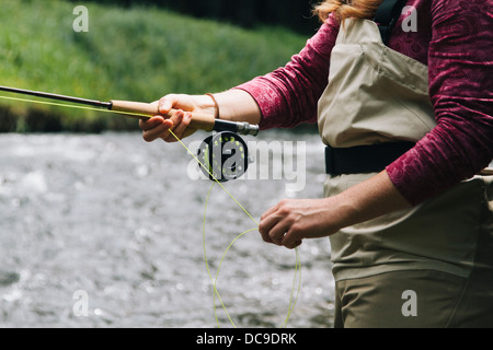 La pesca con la mosca Oregon. Foto Stock