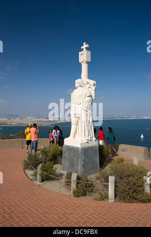 JUAN RODRIGUEZ CABRILLO STATUA (©ALVARO DE BREE 1939) CABRILLO MONUMENTO NAZIONALE PUNTO LOMA SAN DIEGO CALIFORNIA STATI UNITI Foto Stock