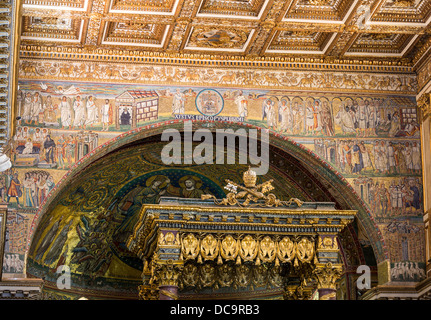 Mosaici sull'arcata della navata, Basilica di Santa Maria Maggiore, Roma, Italia Foto Stock