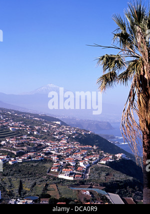 Vista lungo la costa verso Puerto de la Cruz, vicino a mesa del mar, Tenerife, Isole canarie, Spagna. Foto Stock