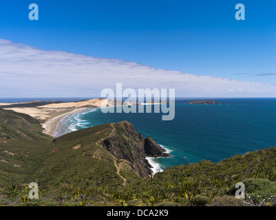 dh Capo Maria van Diemen CAPO REINGA NUOVA ZELANDA Northland sentiero costiero te Werahi spiaggia costa linea aupouri penisola tasman mare panoramico Foto Stock