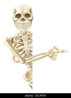 Illustrazione di un amichevole rivolta cartoon Halloween carattere dello scheletro Foto Stock