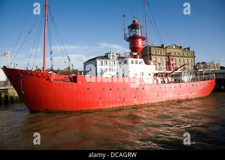 Red Trinity house lightship LV18 Harwich Essex Inghilterra Foto Stock