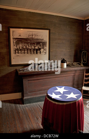 Fotografia della vecchia impresa banda all'interno di Office originale a Jack Daniel's distilleria di Lynchburg Tennessee USA Foto Stock