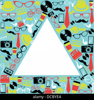 Moda rétro hipsters icone di forma di triangolo illustrazione. File vettoriale stratificata per una facile manipolazione e colorazione personalizzata. Foto Stock
