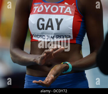 Mosca, Russia. Il 15 agosto, 2013. Mabel Gay di Cuba compete in Donne Salto triplo Finale al quattordicesimo IAAF Campionati del Mondo a Luzhniki stadium di Mosca, Russia, 15 agosto 2013. Foto:Bernd Thissen/dpa/Alamy Live News Foto Stock