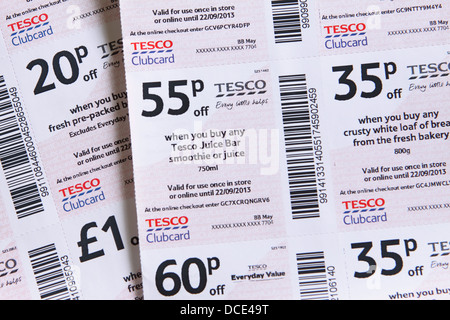 Supermercato Tesco Clubcard vouchers offre il doppio dei punti Foto Stock