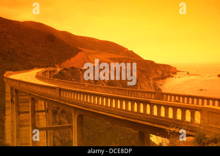 SCENIC BIXBY CREEK BRIDGE Highway One Big Sur Costa California USA Foto Stock