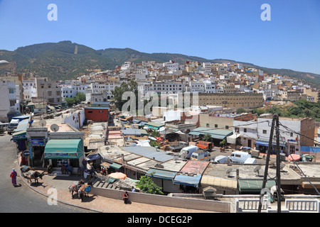 Vista sulla città di Moulay Idriss, Marocco, Africa del Nord Foto Stock