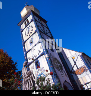 Hundertwasser-Kirche Santa Barbara in Bärnbach, Steiermark Foto Stock