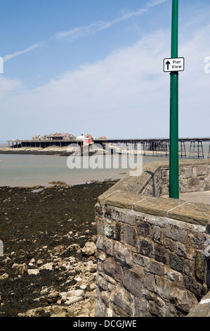 Il Molo Vecchio Birnbeck Isola, Weston-Super-Mare, Somerset, Inghilterra. Foto Stock