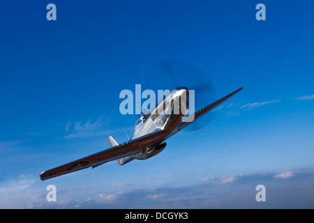 Un North American P-51D Mustang in volo nei pressi di Chino, California. Foto Stock