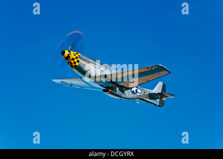 Un North American P-51D Mustang in volo nei pressi di Chino, California. Foto Stock