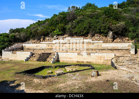 Agora e dello STOA dell antica Stagira, Grecia, luogo di nascita di Aristotele. Foto Stock