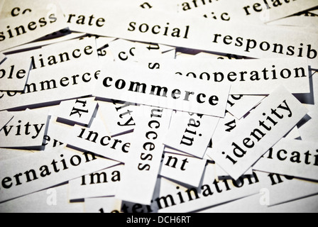 Commerce. Concetto di taglio-fuori parole correlate con le attività Foto Stock