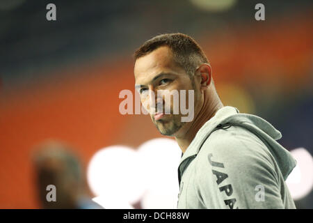 Koji Murofushi del Giappone è mostrato dopo il XIV IAAF mondiale di atletica al Luzhniki stadium di Mosca. (Foto di Takashi Okui/AFLO) Foto Stock