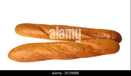 Due baguette isolati su sfondo bianco Foto Stock