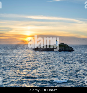 Tramonto a Godrevy Island Foto Stock