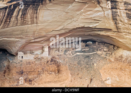 Il 'Mfalse Cave' rovine Anasazi, visto dal bordo settentrionale al Canyon De Chelly National Monument, Chinle Arizona, Stati Uniti d'America Foto Stock