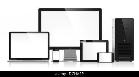 3D illustrazione dei dispositivi elettronici isolato su bianco Foto Stock