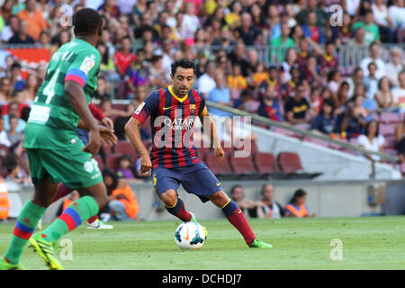 Barcellona, Spagna. 18 Agosto, 2013. Xavi durante lo spagnolo La Liga gioco tra Barcellona e levante dal Nou Camp Stadium. Credito: Azione Sport Plus/Alamy Live News Foto Stock