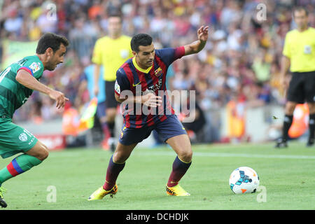 Barcellona, Spagna. 18 Agosto, 2013. Pedro durante la spagnola La Liga gioco tra Barcellona e levante dal Nou Camp Stadium. Credito: Azione Sport Plus/Alamy Live News Foto Stock