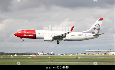 Norwegian airways in atterraggio a Dublino Foto Stock