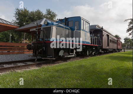 Parco Woonton deposito dei treni in Tavares, Florida storico treno parcheggiato il Tavares Depot. Foto Stock