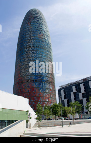 La Torre Agbar, 38-storia grattacielo si trova vicino a Plaça de les Glories, Barcellona, in Catalogna, Spagna, Foto Stock