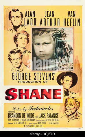 SHANE - MOVIE POSTER - diretto da George Stevens - Paramount, 1953. Foto Stock
