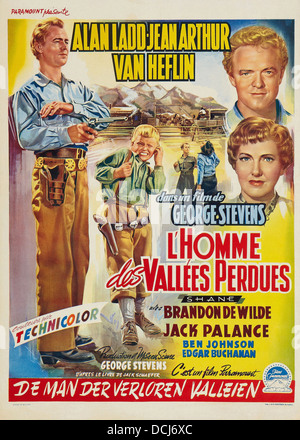 SHANE - film francese POSTER - diretto da George Stevens - Paramount, 1953. Foto Stock
