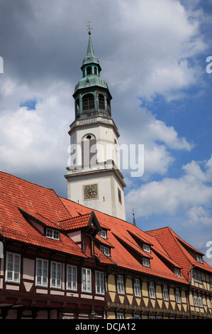 Torre di San Marys Chiesa, Celle, Lueneburger Heath, Bassa Sassonia, Germania, Europa Foto Stock