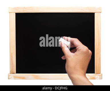 La scrittura a mano con gesso su una lavagna Foto Stock