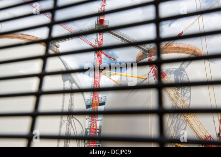 Nuovo biocarburante cupole di memorizzazione essendo costruito in corrispondenza di Drax power station in Yorkshire Regno Unito. Foto Stock