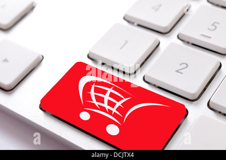Il pulsante rosso sulla tastiera con trolley Foto Stock