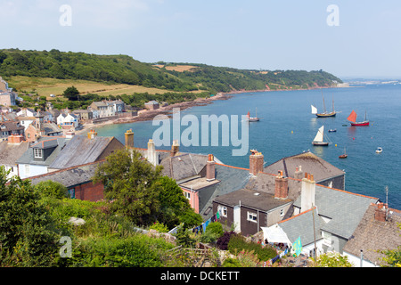 Vista di Cawsand e Kingsand Cornwall Coast Inghilterra Regno Unito sulla penisola di rame che si affaccia Plymouth Sound Foto Stock