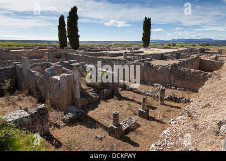 Resti di casa numero 1 della città romana di Clunia nella provincia di Burgos - Castiglia e León, Spagna Foto Stock